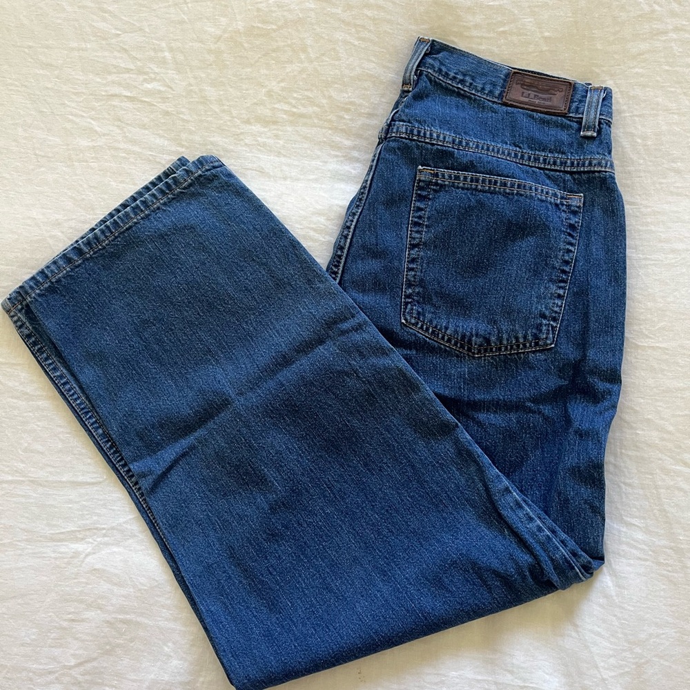 Vintage LL Bean High Rise Wide Leg Jeans, Like New! Ladies size 12P